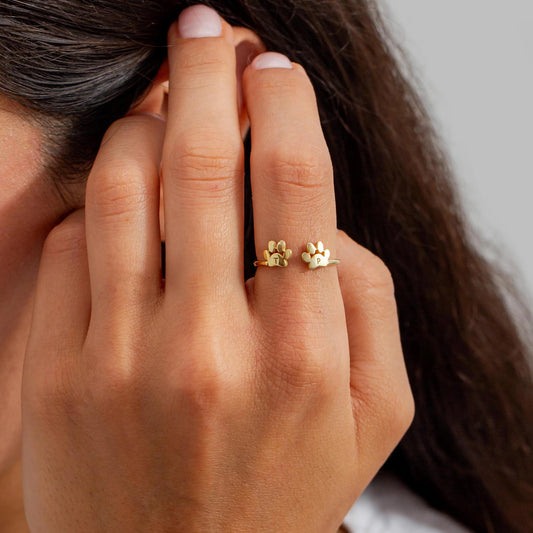 Anel com Inicial de Animal de Estimação Personalizado