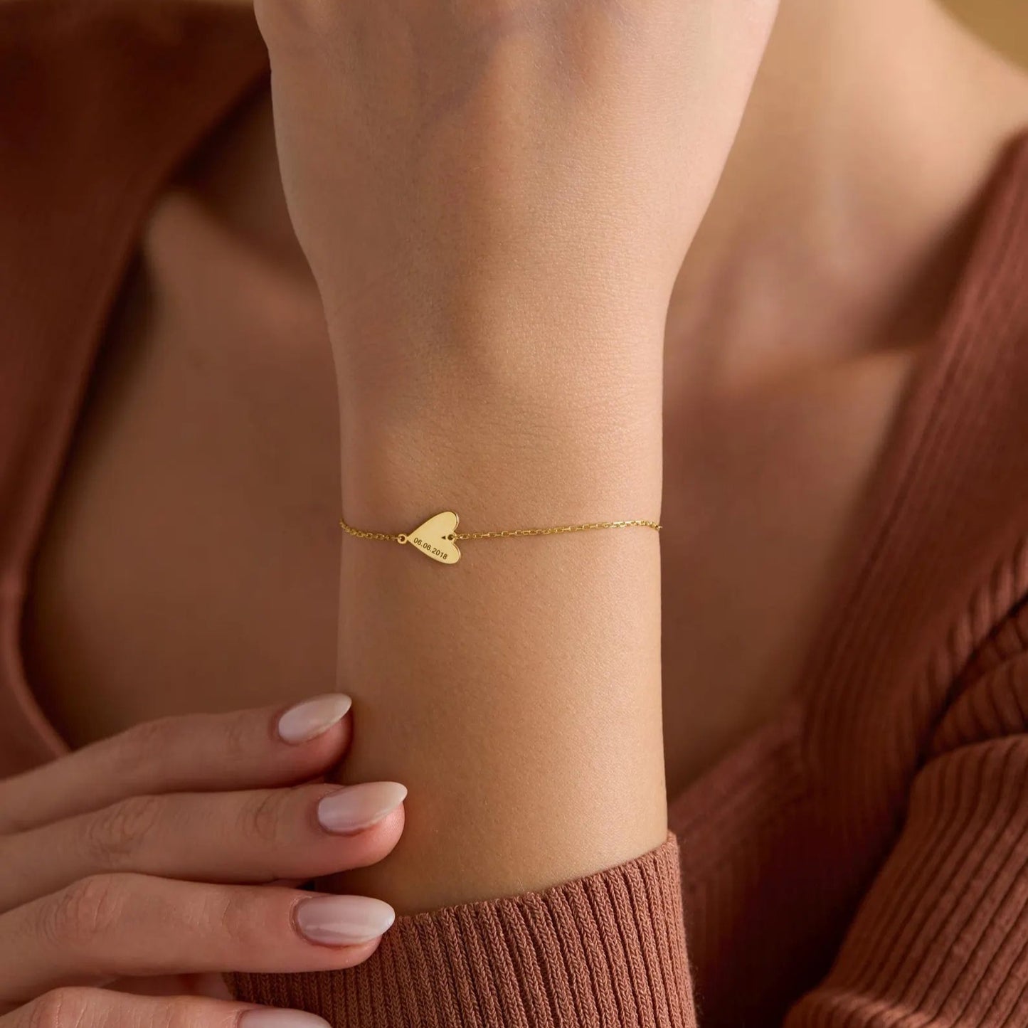 Pulseira de Coração com Gravação Personalizada