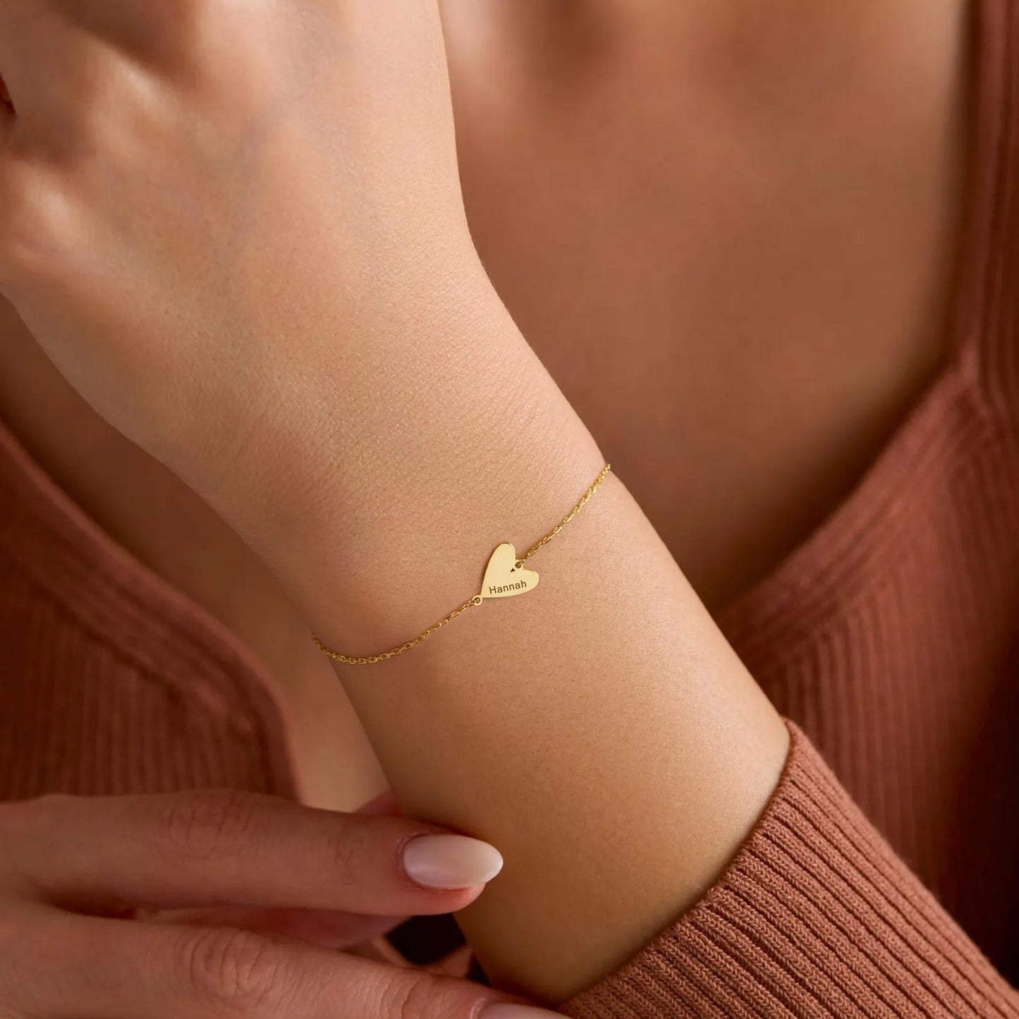 Pulseira de Coração com Gravação Personalizada