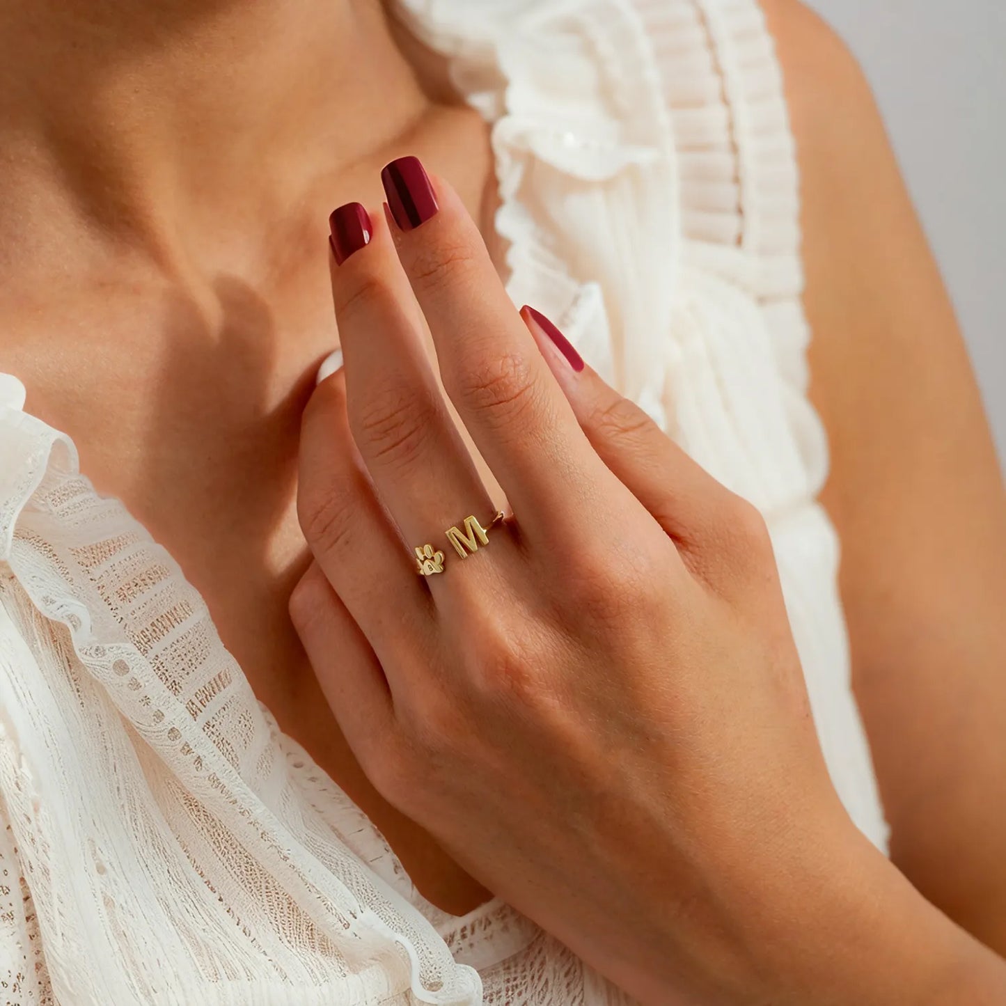 Anel com Inicial de Animal de Estimação Personalizado